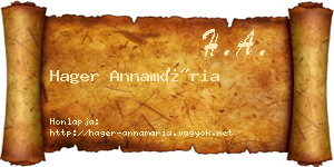 Hager Annamária névjegykártya